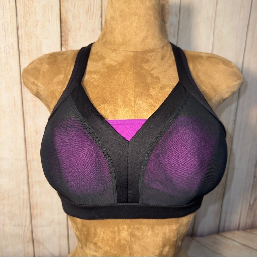 Fabletics Joliet High Impact Sports Bra XS 4 Wirefree Black Pink Mesh​​​